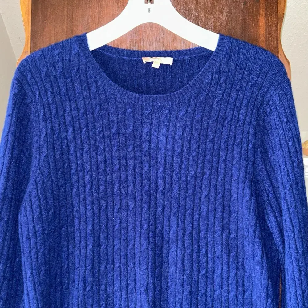 Kier + J 100% Cashmere Cable Knit Sweater dark blue size 1X cable knit